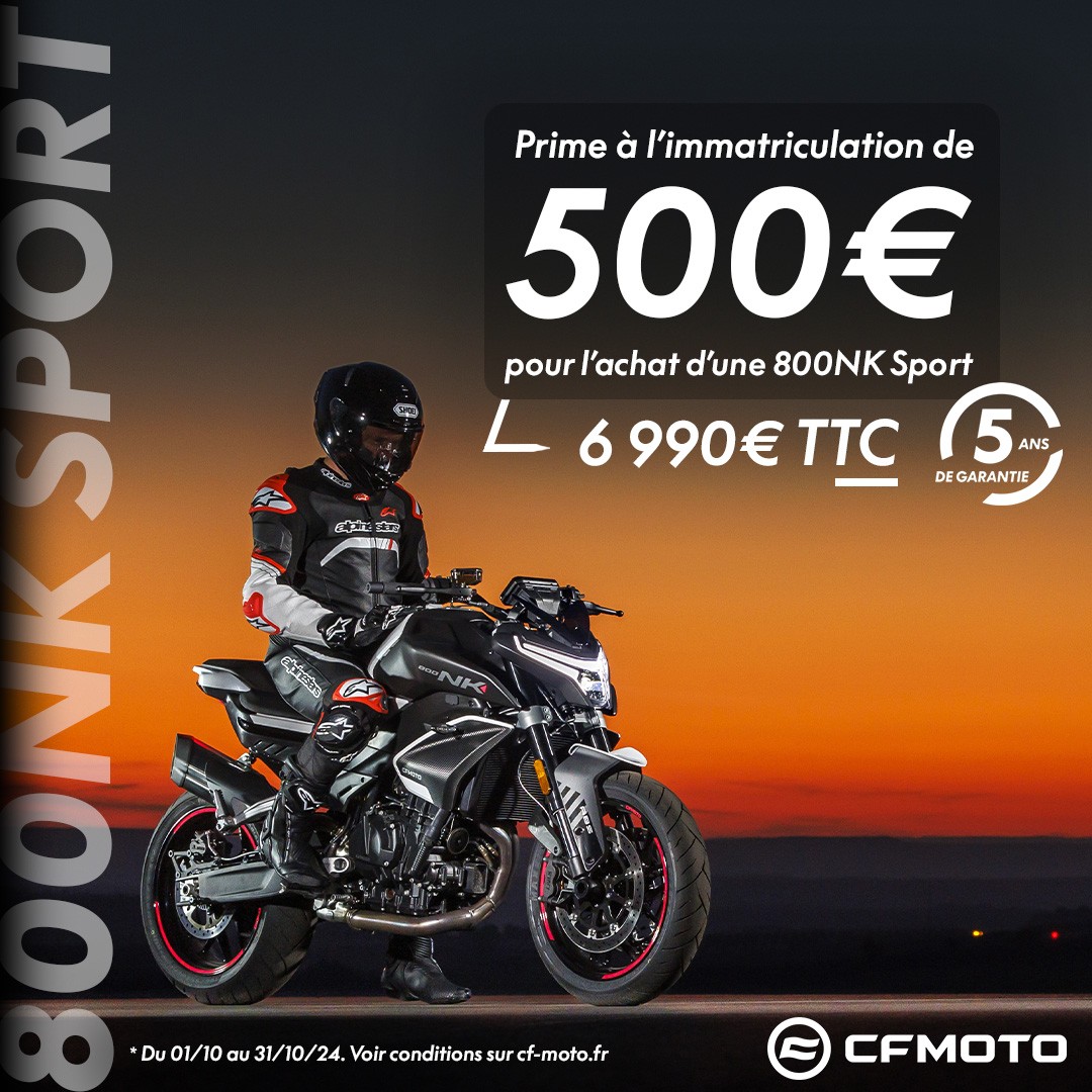 PRIME A L'IMMAT CFMOTO NK 800 SPORT AVENEL MOTOS