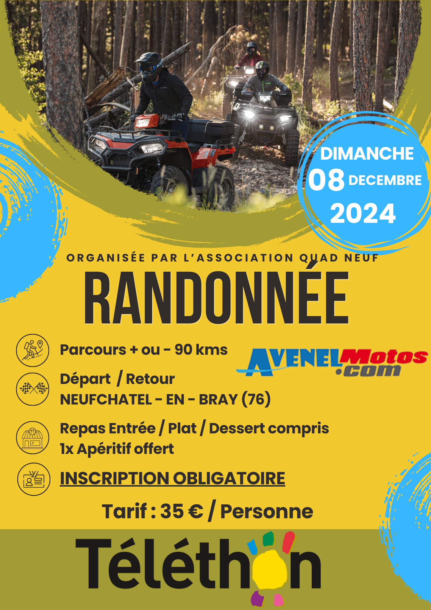 RANDONNEE TELETHON 08 DECEMBRE 2024 AVENEL MOTOS